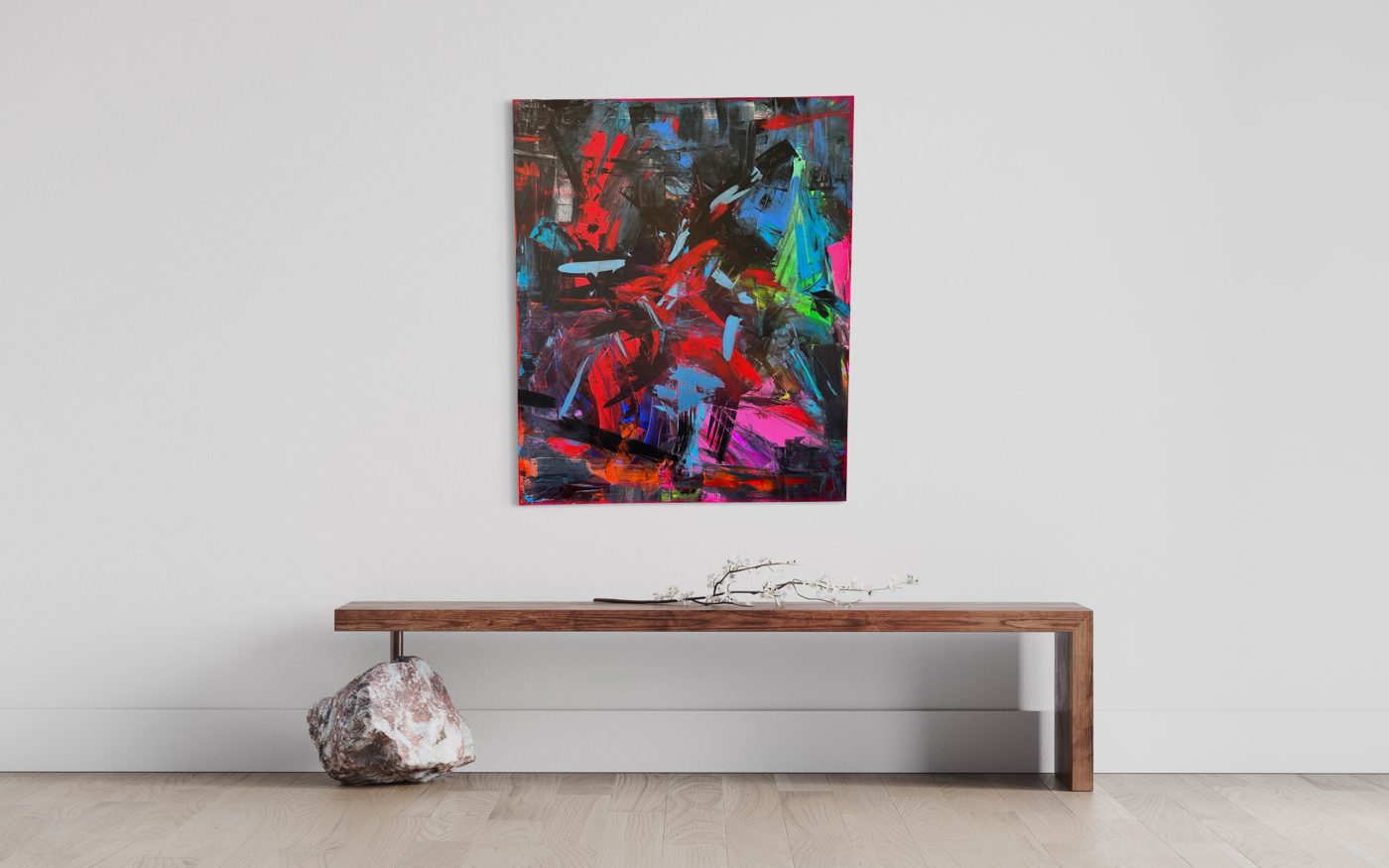 Shifted, abstract painting by Moritz Rossmanith, in a gallery-style room